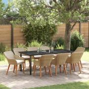 vidaXL Trädgårdsmöbelset med kudde 9 pcs Beige konstrotting