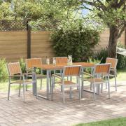 vidaXL Trädgårdsmöbelset 7 pcs Grå och brun 160 x 80 x 75 cm