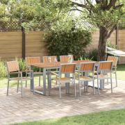 vidaXL Trädgårdsmöbelset 9 pcs Grå och brun 200 x 90 x 75 cm