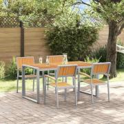 vidaXL Trädgårdsmöbelset 5 pcs Grå och brun 160 x 80 x 75 cm