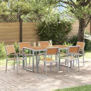 vidaXL Trädgårdsmöbelset 7 pcs Grå och brun 160 x 80 x 75 cm