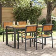 vidaXL Trädgårdsmöbelset 5 pcs Svart och brun 140 x 80 x 75 cm