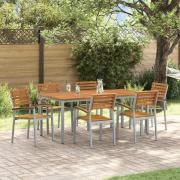 vidaXL Trädgårdsmöbelset 7 pcs Grå och brun 180 x 90 x 75 cm