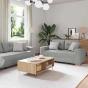 vidaXL Soffset med kudde med kudde 2 pcs Grå 221 x 78 x 80 cm Tyg