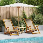 vidaXL Strandstol med kudde Hopfällbar 2 pcs Brun x Massivt akaciaträ