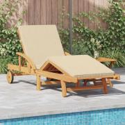 vidaXL Solstol Reclining 2 pcs Beige 40 x 40 x 40cm Massivt akaciaträ