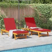 vidaXL Solstol Reclining 2 pcs Brun 63 x 199 x 85cm Massivt akaciaträ