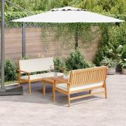 vidaXL Trädgårdsoffset 3 pcs Brun 75 x 45 x 38cm Massivt akaciaträ