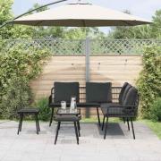 vidaXL Trädgårdsoffset 4 pcs Svart konstrotting