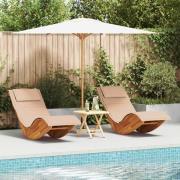 vidaXL Solstol med kudde 2 pcs Brun 60 x 154 x 74cm Massivt akaciaträ