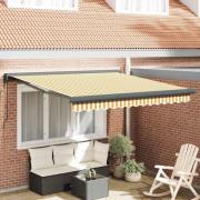 vidaXL Utfällbar markis Gul och vit 300 x 250 cm Tyg, Metall