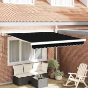 vidaXL Utfällbar markis Svart 300 x 250 cm Tyg och Metall