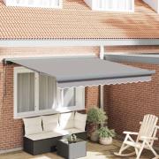 vidaXL Utfällbar markis Ljusgrå 350 x 250 cm Tyg, Metall