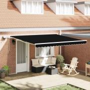 vidaXL Utfällbar markis med Svart 400 ×350 cm tyg