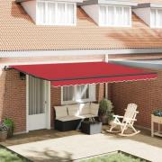vidaXL Utfällbar markis Röd 450 × 300 cm tyg