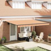 vidaXL Utfällbar markis with gult och orange 450 × 350 cm tyg