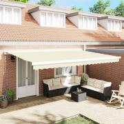 vidaXL Utfällbar markis Kräm 500 × 300 cm Tyg och Metall