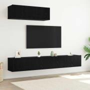 vidaXL TV-bänksats 3 pcs Svart ek 200 x 30 x 30 cm Konstruerat trä
