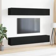 vidaXL TV-bänkset 4 pcs Svart ek 100 x 30 x 30 cm Konstruerat trä