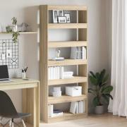 VidaXL bokhylla/rumsavdelare Sonoma-ek 80x30x198 cm