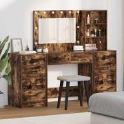 vidaXL Smyckebord med spegelbelysning 3 pcs Rökt ek Konstruerat trä