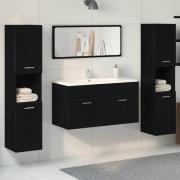 vidaXL Badrums Möbelset Väggmonterad 4 pcs Svart Ek 41 x 38.5 x 46 cm