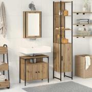 vidaXL Badrumsmöbelset med hylla 3 pcs artisan ek 33 x 33 x 185.5 cm