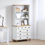 vidaXL Hutch med låda ASKIM Vit 91 x 40 x 184 cm Massivt tallträ