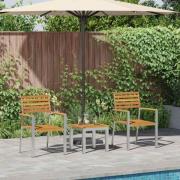 vidaXL Trädgårdsserveringsset 3 pcs Brun Massivt teakträ