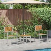 vidaXL Trädgårdsserveringsset med kudde 3 pcs Brun Solid Akaciaträ