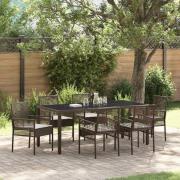 vidaXL Trädgårdsmöbelset 7 pcs Brun Poly rattan