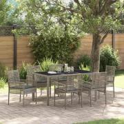 vidaXL Trädgårdsmöbelset 7 pcs Grå Poly rattan