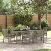 vidaXL Trädgårdsmöbelset 7 pcs Grå Poly rattan