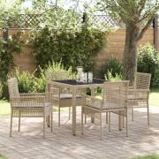 vidaXL Trädgårdsmöbelset 5 pcs Beige Poly rattan