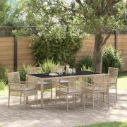 vidaXL Trädgårdsmöbelset 7 pcs Beige Poly rattan