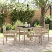 vidaXL Trädgårdsmöbelset 5 pcs Beige Poly rattan