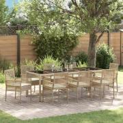 vidaXL Trädgårdsmöbelset 9 pcs Beige Poly rattan