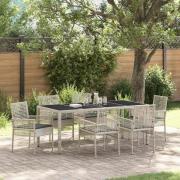 vidaXL Trädgårdsmöbelset 7 pcs Ljusgrå Poly rattan