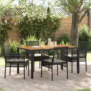 vidaXL Trädgårdsmöbelset 5 pcs Svart Poly rattan