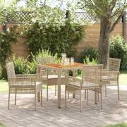 vidaXL Trädgårdsmöbelset 5 pcs Beige Poly rattan