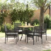vidaXL Trädgårdsmöbelset 5 pcs Svart Poly rattan