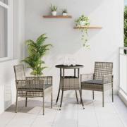 vidaXL Trädgårdsmöbelset 3 pcs Grå Poly rattan