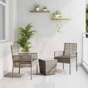 vidaXL Trädgårds Bistro Set 3 pcs Grå Poly rattan