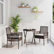 vidaXL Trädgårds Bistro Set 3 pcs Brun Poly rattan