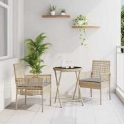 vidaXL Trädgårds Bistro Set 3 pcs Beige konstrotting