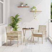 vidaXL Trädgårds Bistro Set 3 pcs Beige konstrotting