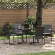 vidaXL Trädgårdsmöbelset 5 pcs Svart Stål