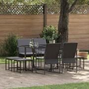 vidaXL Trädgårdsmöbelset 9 pcs Svart Stål