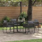 vidaXL Trädgårdsmöbelset 5 pcs Svart Stål