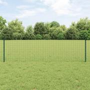 vidaXL Staket med stolpar Grön 0.6 x 25 m Stål